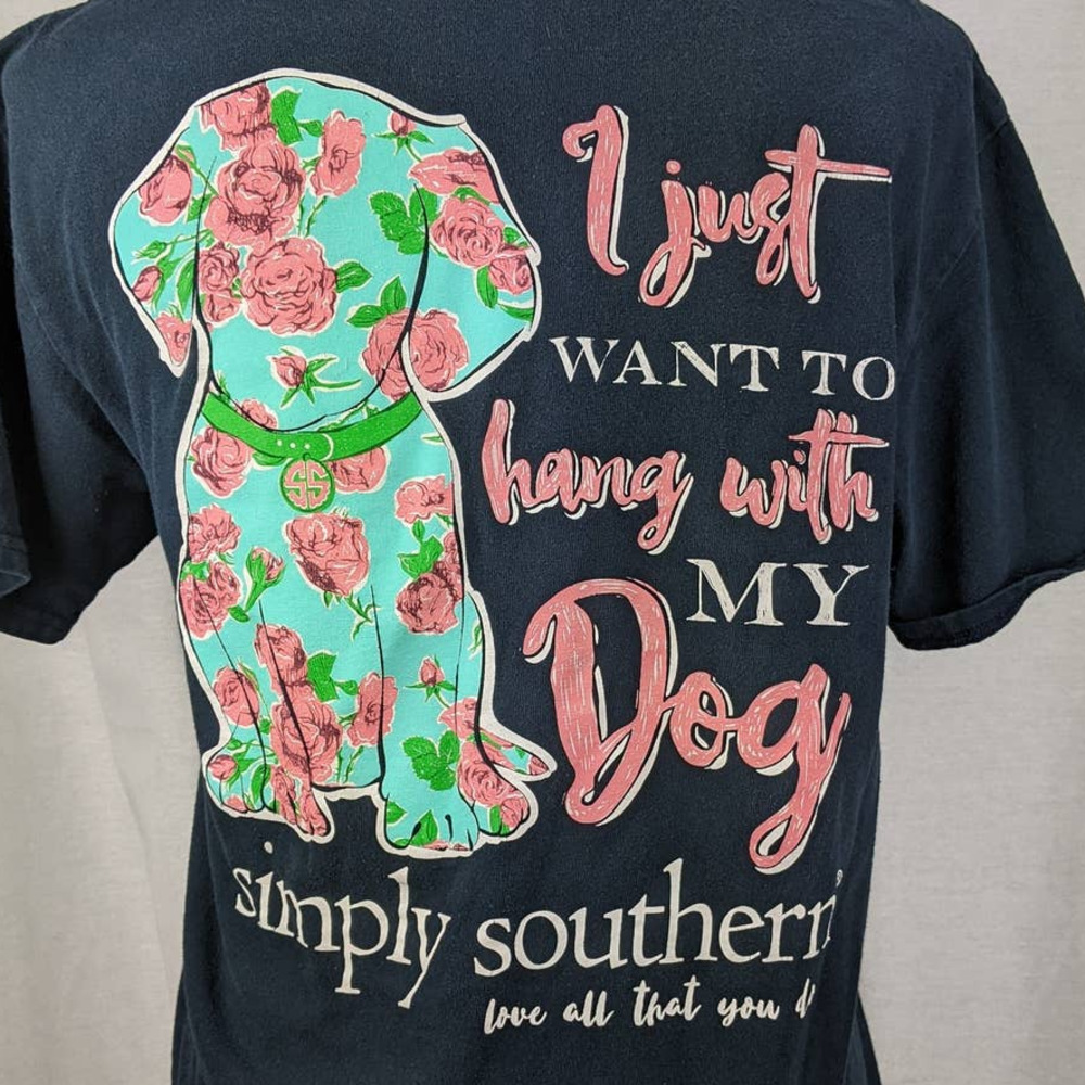 Simply Southern medium tshirt Blue Hang with my Dog